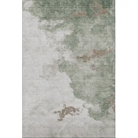 Sage And Linen Abstract Washable Area Rug With UV Protection Photo 3