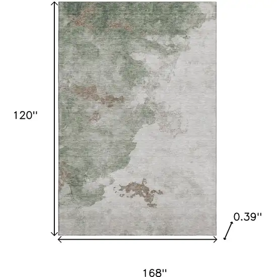 Sage And Linen Abstract Washable Area Rug With UV Protection Photo 8