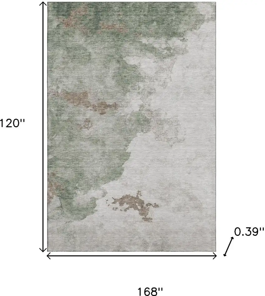 Sage And Linen Abstract Washable Area Rug With UV Protection Photo 8