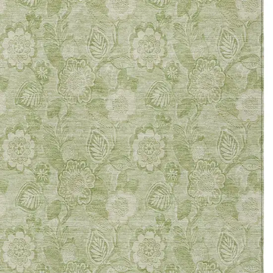 Sage And Mint Green Floral Washable Indoor Outdoor Area Rug Photo 6