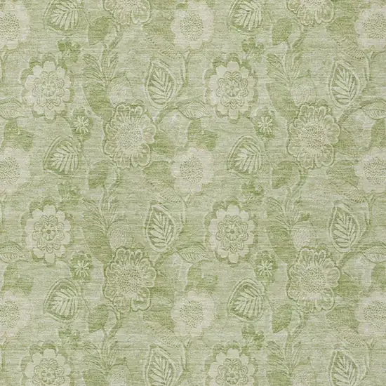 Sage And Mint Green Floral Washable Indoor Outdoor Area Rug Photo 3