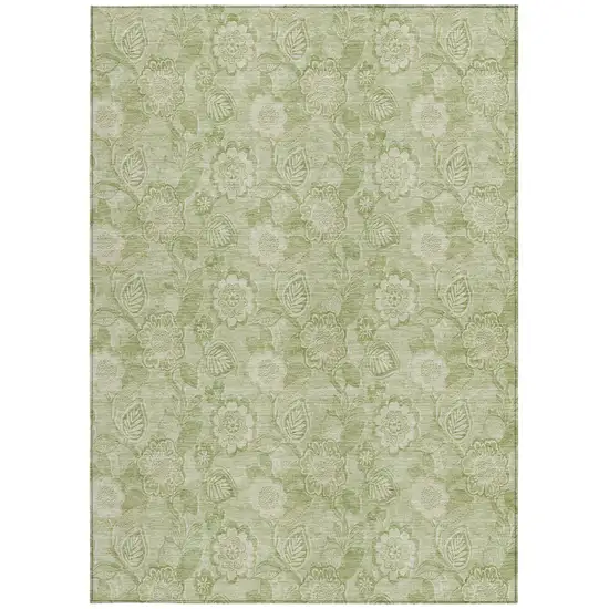 Sage And Mint Green Floral Washable Indoor Outdoor Area Rug Photo 3