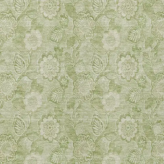 Sage And Mint Green Floral Washable Indoor Outdoor Area Rug Photo 4
