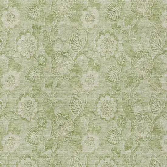 Sage And Mint Green Floral Washable Indoor Outdoor Area Rug Photo 4