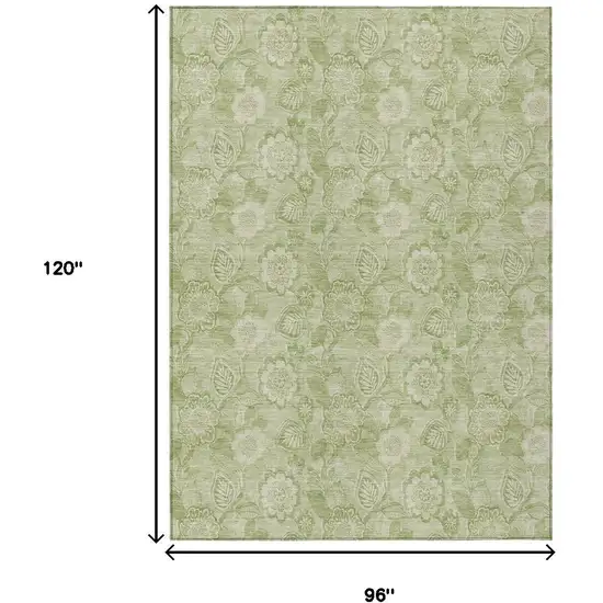 Sage And Mint Green Floral Washable Indoor Outdoor Area Rug Photo 9