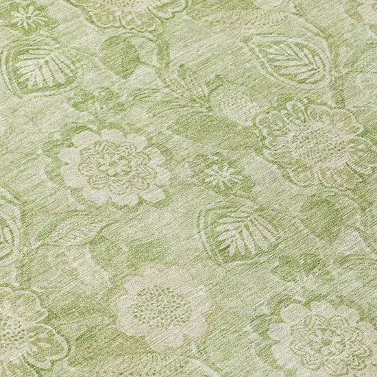 Sage And Mint Green Floral Washable Indoor Outdoor Area Rug Photo 9