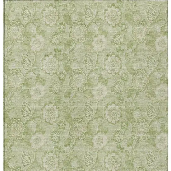 Sage And Mint Green Floral Washable Indoor Outdoor Area Rug Photo 7
