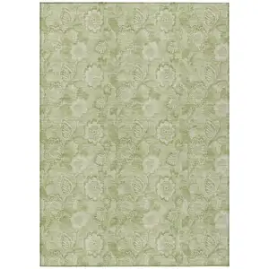 Photo of Sage And Mint Green Floral Washable Indoor Outdoor Area Rug