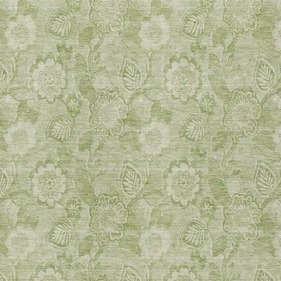 Sage And Mint Green Floral Washable Indoor Outdoor Area Rug Photo 4