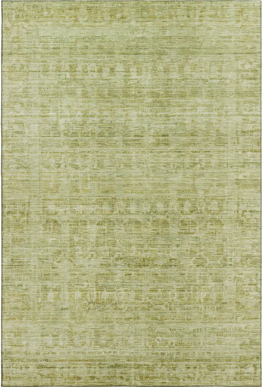 Sage And Mint Green Oriental Washable Area Rug With UV Protection Photo 1