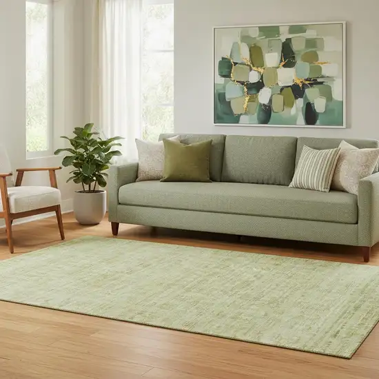 Sage And Mint Green Oriental Washable Area Rug With UV Protection Photo 2
