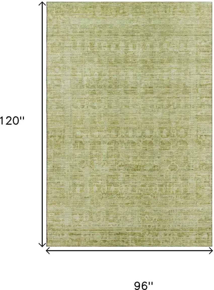 Sage And Mint Green Oriental Washable Area Rug With UV Protection Photo 9