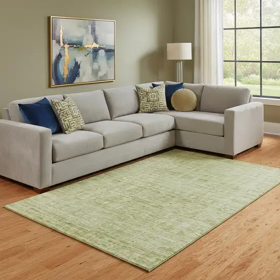 Sage And Mint Green Oriental Washable Area Rug With UV Protection Photo 2