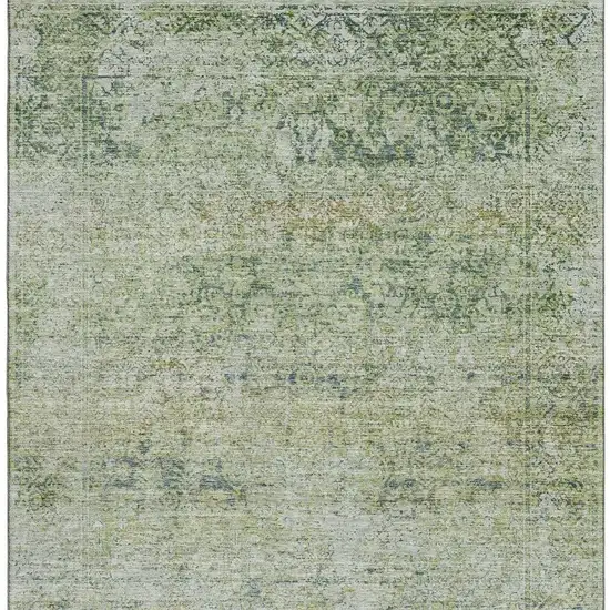 Sage And Olive Green Abstract Washable Area Rug With UV Protection Photo 8