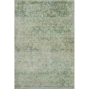 Photo of Sage And Olive Green Abstract Washable Area Rug With UV Protection