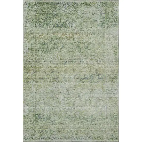 Sage And Olive Green Abstract Washable Area Rug With UV Protection Photo 4