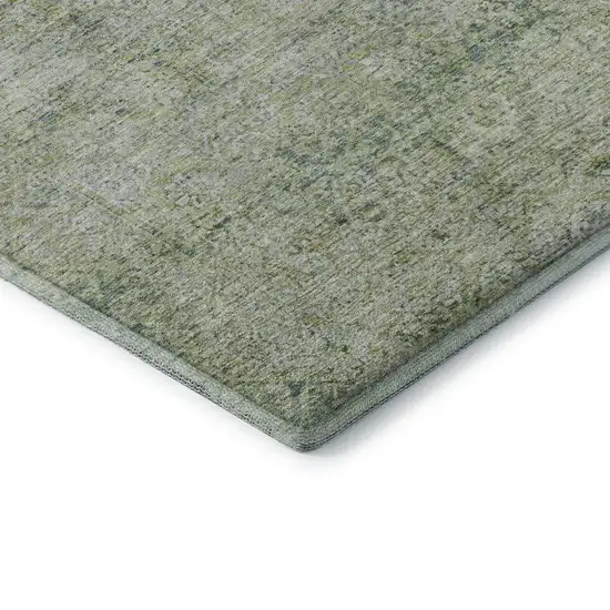 Sage And Olive Green Abstract Washable Area Rug With UV Protection Photo 9