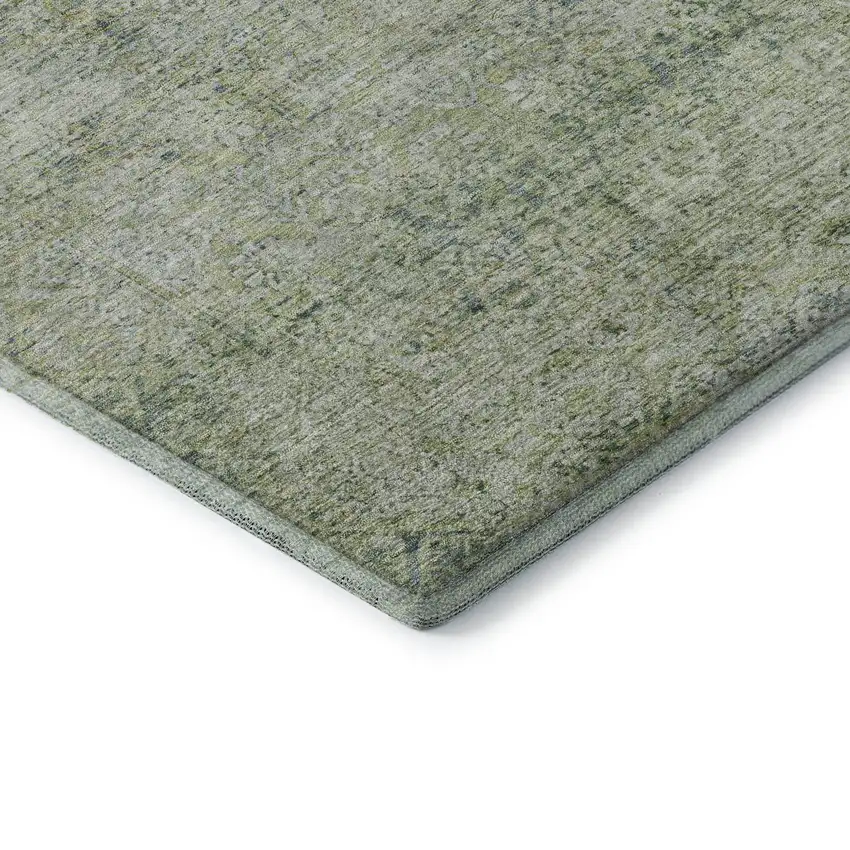 Sage And Olive Green Abstract Washable Area Rug With UV Protection Photo 7