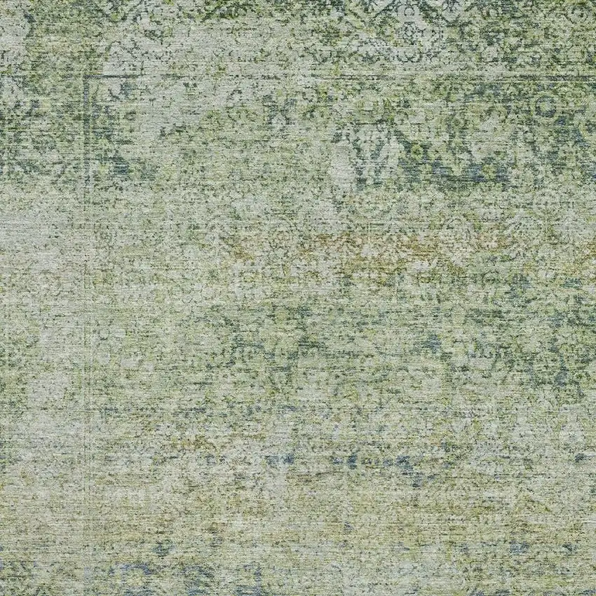 Sage And Olive Green Abstract Washable Area Rug With UV Protection Photo 3