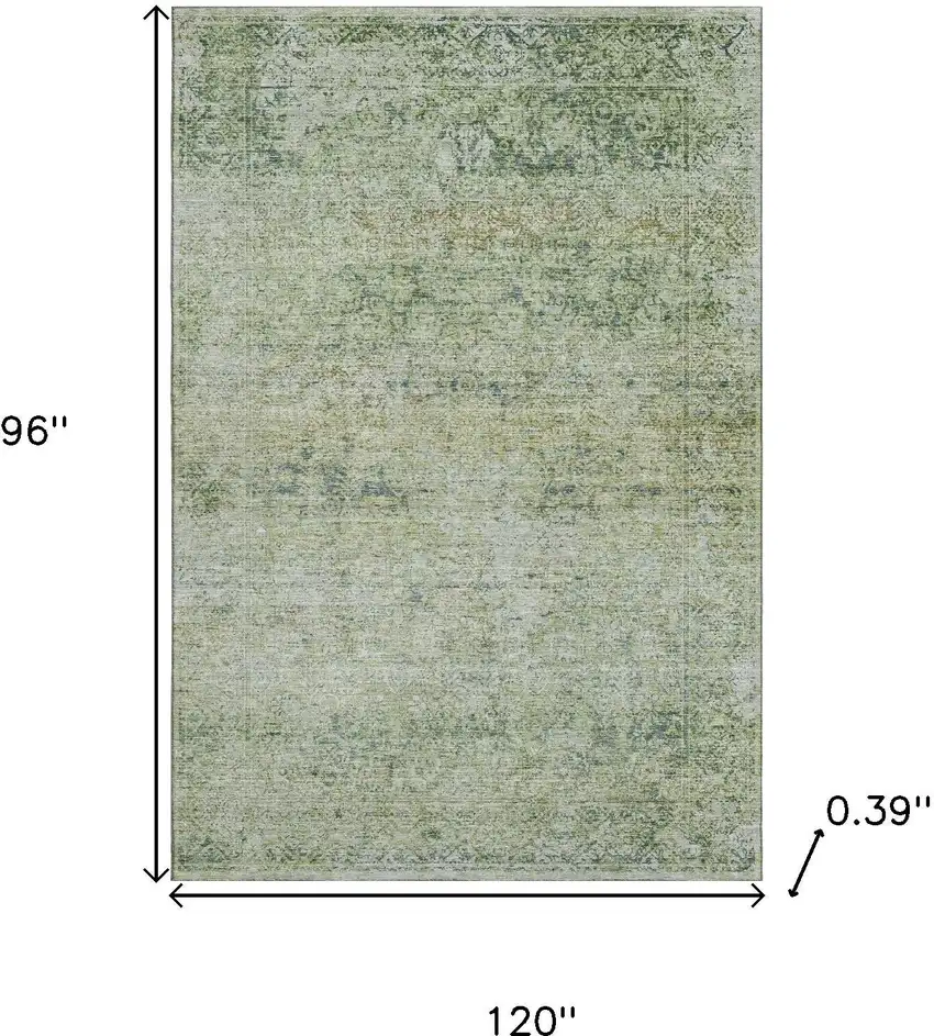 Sage And Olive Green Abstract Washable Area Rug With UV Protection Photo 9