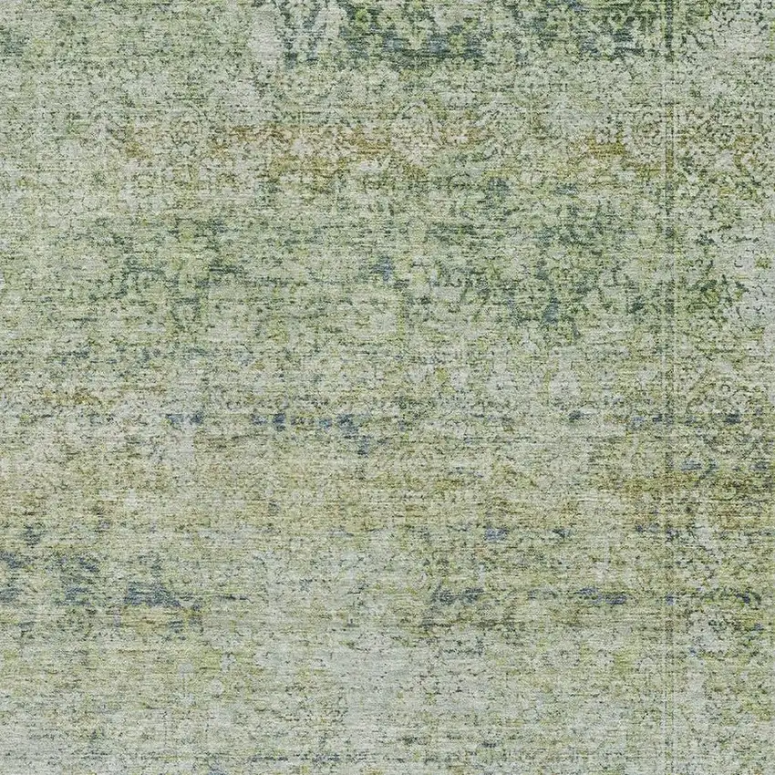 Sage And Olive Green Abstract Washable Area Rug With UV Protection Photo 3