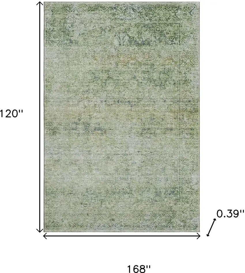 Sage And Olive Green Abstract Washable Area Rug With UV Protection Photo 9