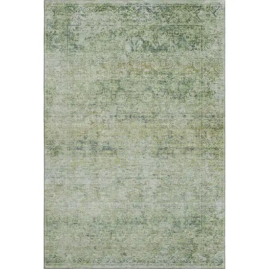 Sage And Olive Green Abstract Washable Area Rug With UV Protection Photo 1