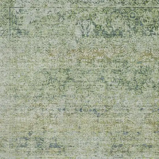 Sage And Olive Green Abstract Washable Area Rug With UV Protection Photo 3