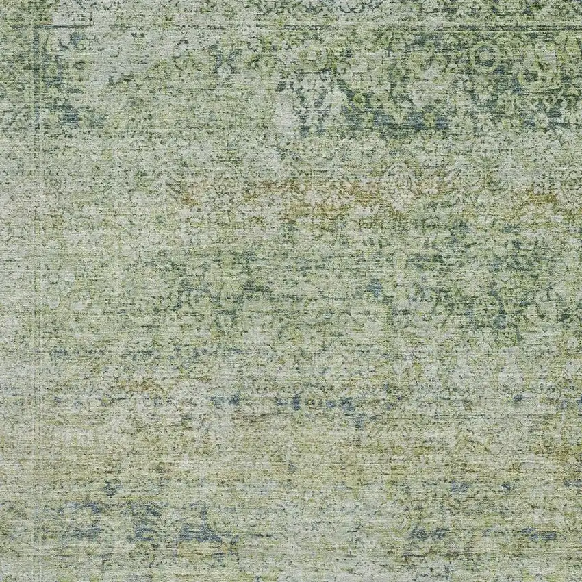 Sage And Olive Green Abstract Washable Area Rug With UV Protection Photo 3