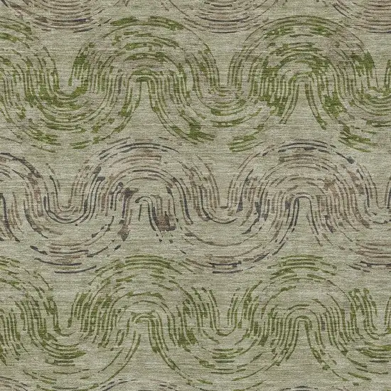 Sage And Olive Green Abstract Washable Indoor Outdoor Area Rug Photo 2