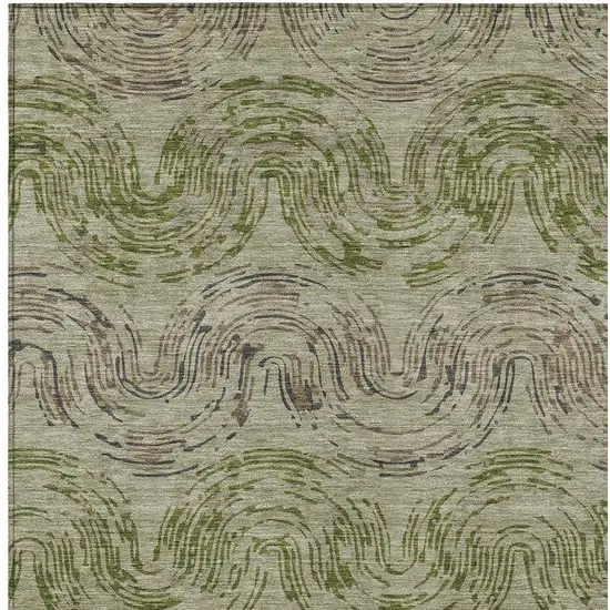 Sage And Olive Green Abstract Washable Indoor Outdoor Area Rug Photo 2