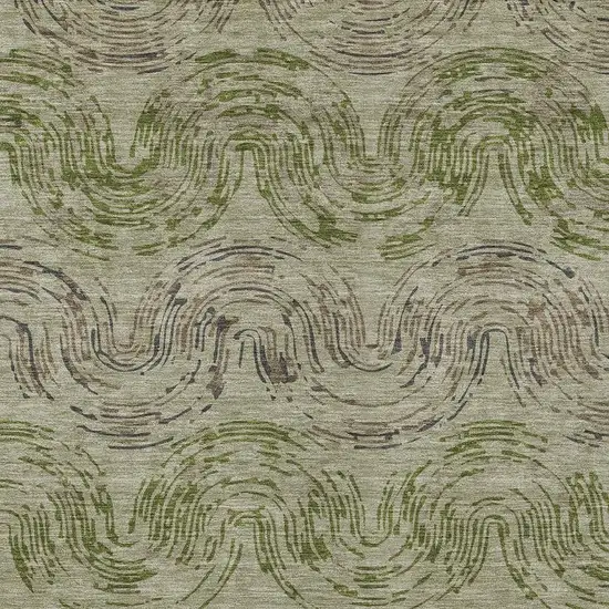 Sage And Olive Green Abstract Washable Indoor Outdoor Area Rug Photo 2