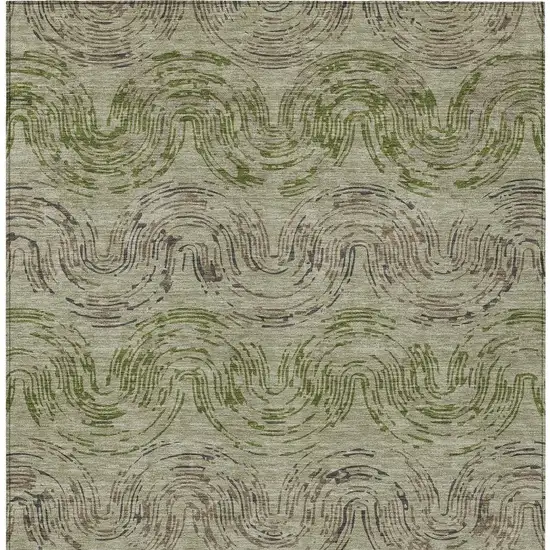 Sage And Olive Green Abstract Washable Indoor Outdoor Area Rug Photo 3