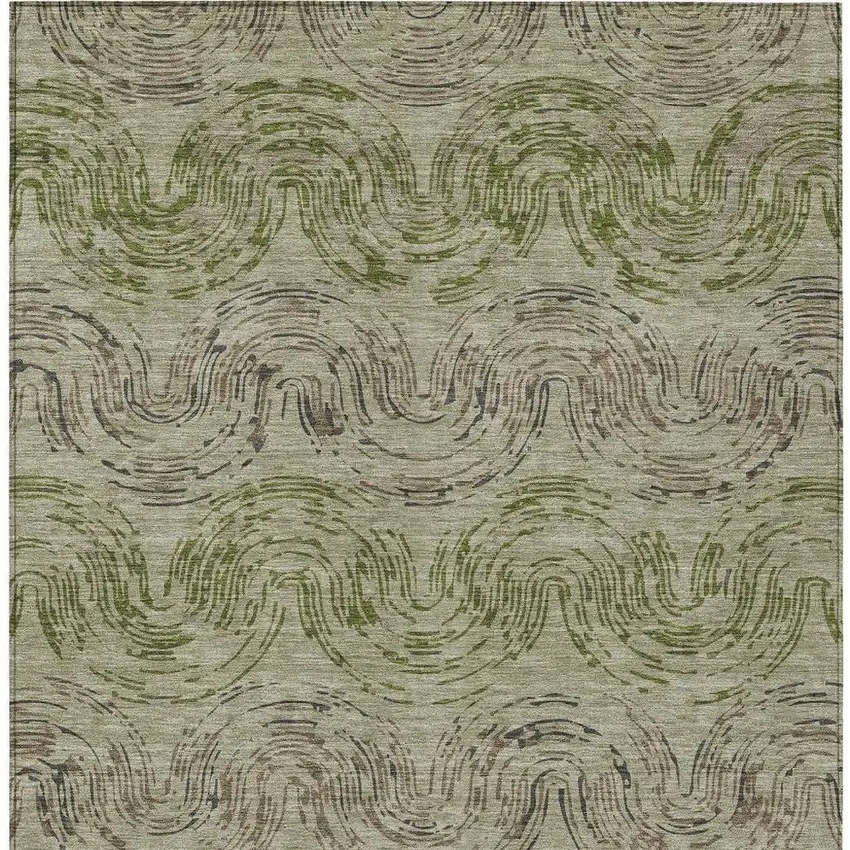 Sage And Olive Green Abstract Washable Indoor Outdoor Area Rug Photo 3
