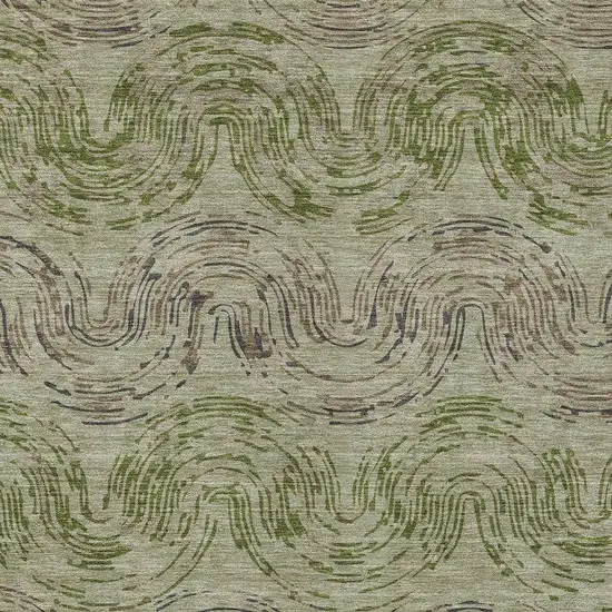 Sage And Olive Green Abstract Washable Indoor Outdoor Area Rug Photo 2