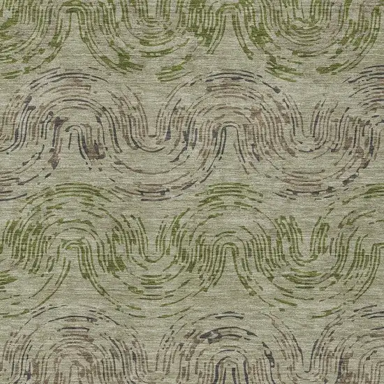 Sage And Olive Green Abstract Washable Indoor Outdoor Area Rug Photo 2