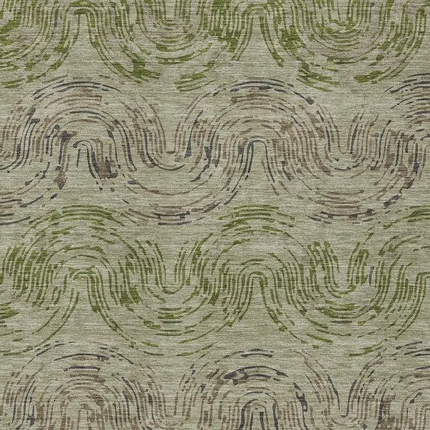 Sage And Olive Green Abstract Washable Indoor Outdoor Area Rug Photo 2