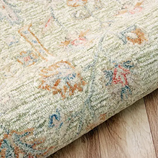 Sage And Orange Wool Abstract Hand Tufted Square Rug Photo 9