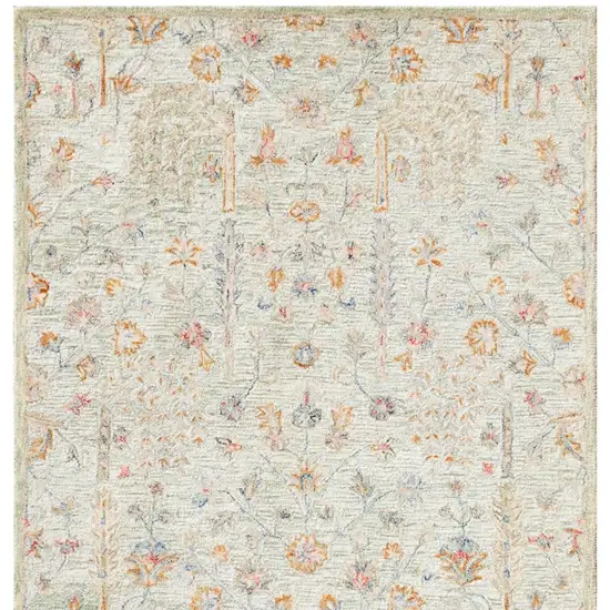 Sage And Orange Wool Abstract Hand Tufted Square Rug Photo 5