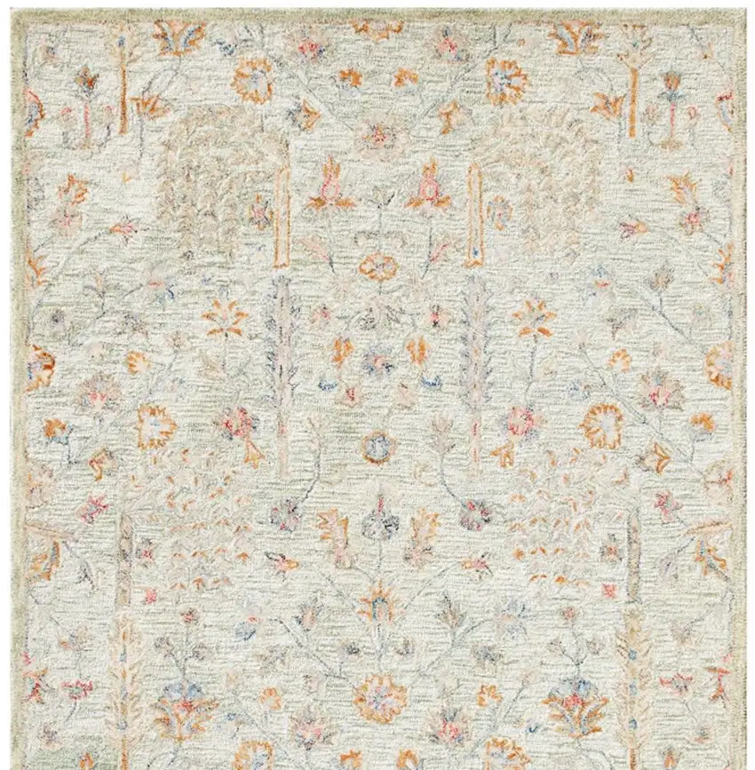 Sage And Orange Wool Abstract Hand Tufted Square Rug Photo 5