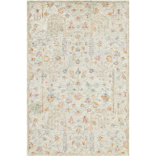 Sage And Orange Wool Abstract Hand Tufted Square Rug Photo 2