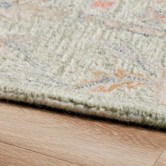 Sage And Orange Wool Abstract Hand Tufted Square Rug Photo 8