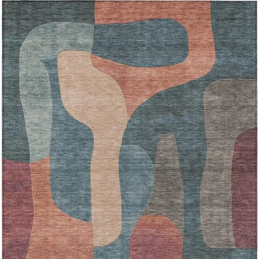 Sage And Pale Aqua Abstract Washable Indoor Outdoor Area Rug Photo 4