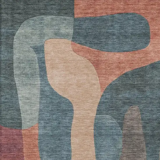 Sage And Pale Aqua Abstract Washable Indoor Outdoor Area Rug Photo 3