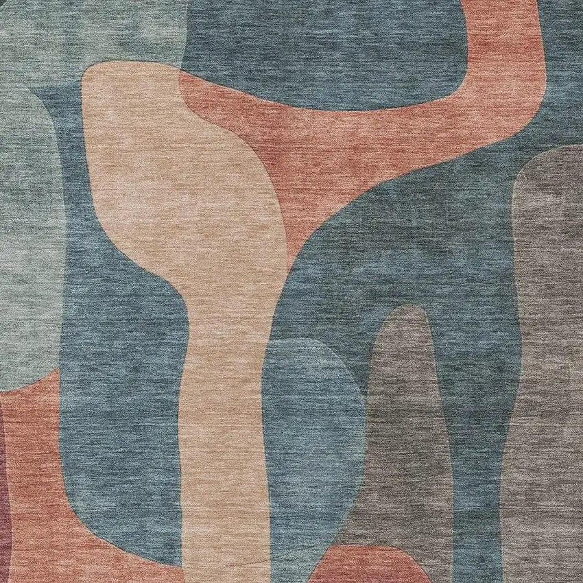 Sage And Pale Aqua Abstract Washable Indoor Outdoor Area Rug Photo 4