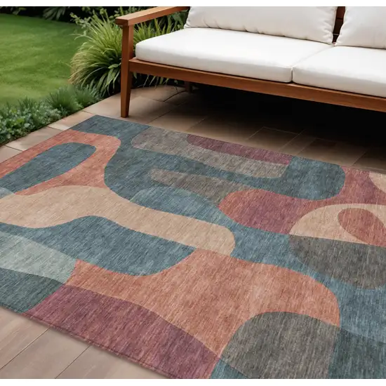 Sage And Pale Aqua Abstract Washable Indoor Outdoor Area Rug Photo 2