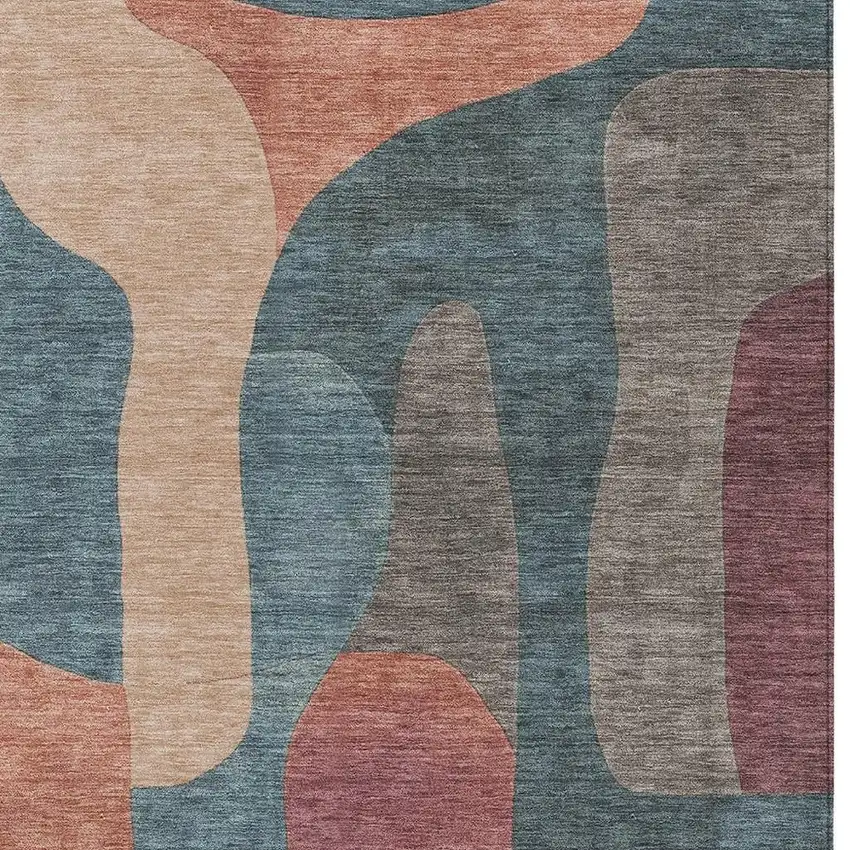 Sage And Pale Aqua Abstract Washable Indoor Outdoor Area Rug Photo 4