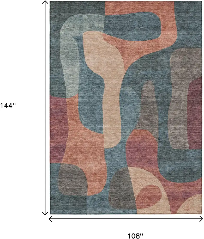 Sage And Pale Aqua Abstract Washable Indoor Outdoor Area Rug Photo 9