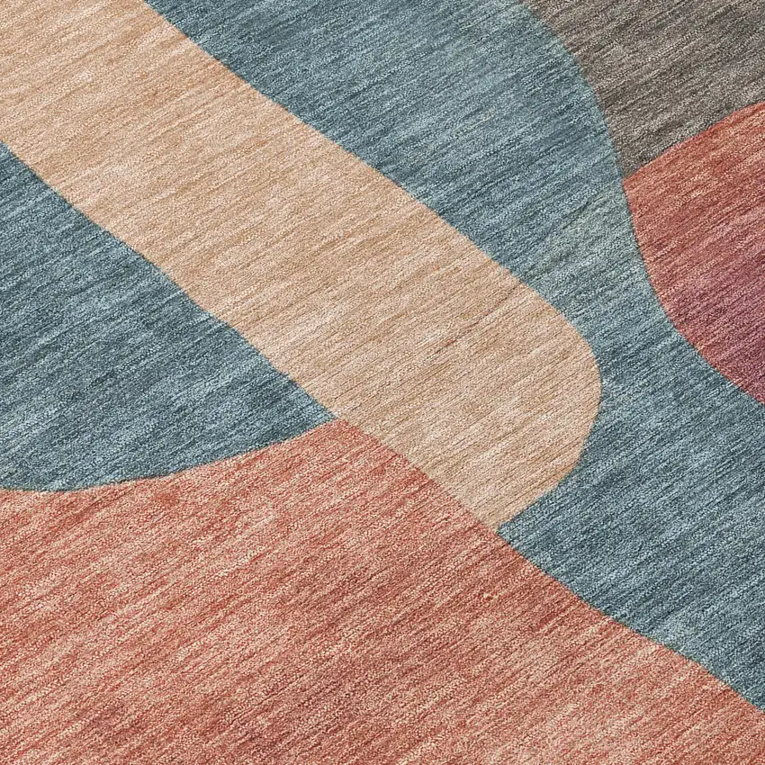 Sage And Pale Aqua Abstract Washable Indoor Outdoor Area Rug Photo 8