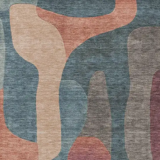 Sage And Pale Aqua Abstract Washable Indoor Outdoor Area Rug Photo 4